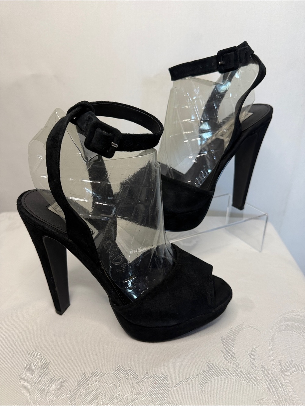 Steve Madden Amber Black Suede Platform Heels